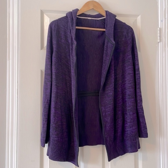 Lululemon purple space dye knit wrap hooded cardigan sweater size medium - Picture 1 of 9